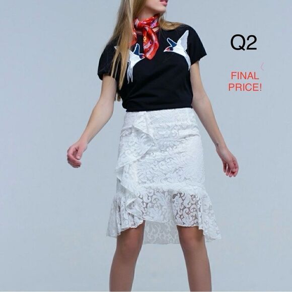 ❤️BRAND NEW Q2 Lace High-Lo Midi Skirt - Picture 12 of 12